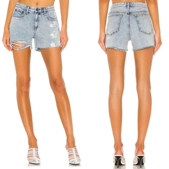 Rag and Bone Olson Dre Low-Rise Denim Shorts Light Wash Blue Size 25